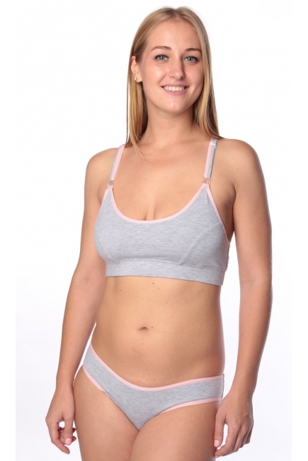 Трусы для беременных и после родов Universal (хлопок), меланж с розовой каемкой