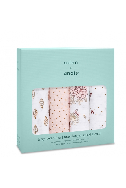 Муслиновые пеленки для новорожденных Aden&Anais, большие, набор 4, Dahlias
