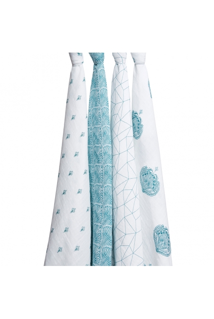 Муслиновые пеленки для новорожденных Aden&Anais, большие, набор 4, Paisley teal
