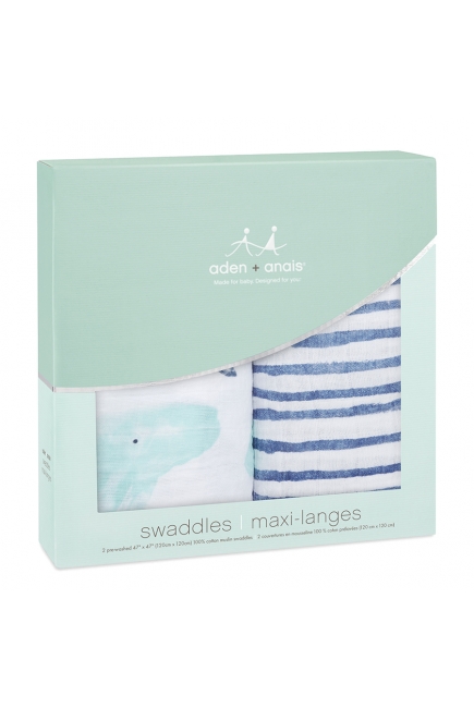 Пеленки муслиновые для новорожденных Aden&Anais большие, набор 2, Seafaring