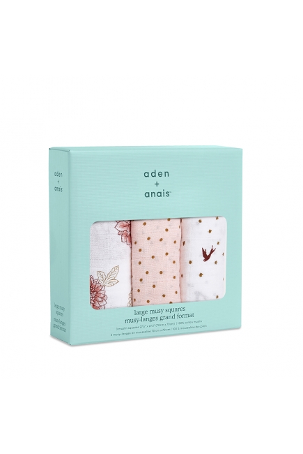 Муслиновые пеленки Aden&Anais для новорожденных средние, набор 3, Dahlias
