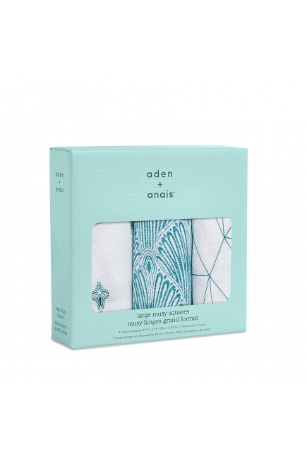 Муслиновые пеленки Aden&Anais для новорожденных средние, набор 3, Paisley teal