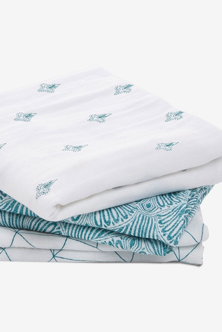 Муслиновые пеленки Aden&Anais для новорожденных средние, набор 3, Paisley teal