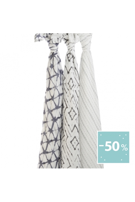 Пеленки бамбуковые для новорожденных Aden&Anais большие, набор 3, Pebble shibori