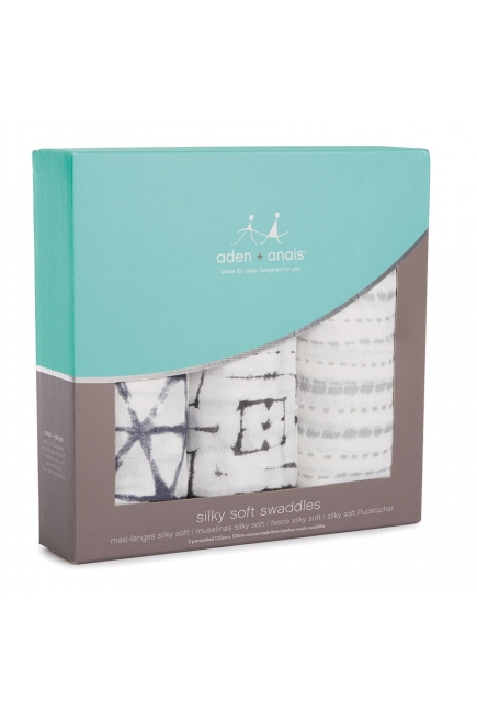 Пеленки бамбуковые для новорожденных Aden&Anais большие, набор 3, Pebble shibori