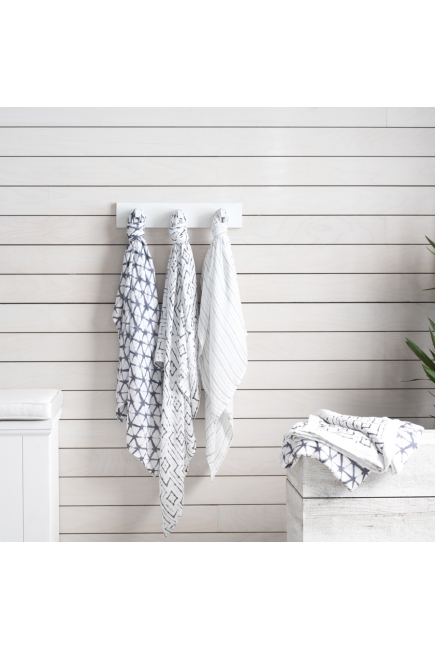 Пеленки бамбуковые для новорожденных Aden&Anais большие, набор 3, Pebble shibori