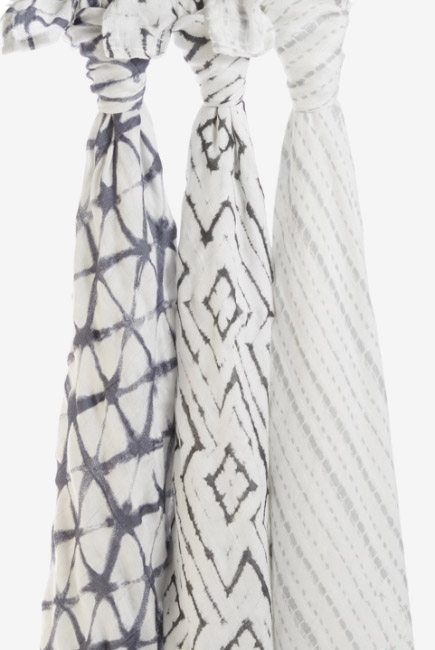 Пеленки бамбуковые для новорожденных Aden&Anais большие, набор 3, Pebble shibori