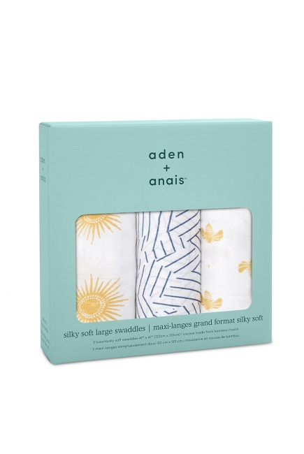Пеленки бамбуковые для новорожденных Aden&Anais большие, набор 3, Golden sun