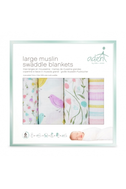 Муслиновые пеленки Aden by Aden&Anais, большие, набор 4, Spring awakening