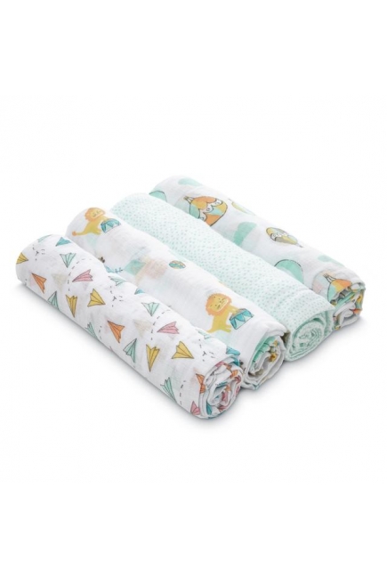 Муслиновые пеленки Aden by Aden&Anais, большие, набор 4, Carnival