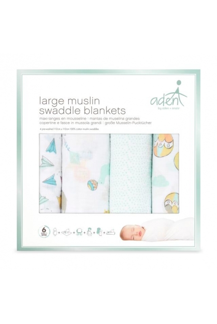 Муслиновые пеленки Aden by Aden&Anais, большие, набор 4, Carnival