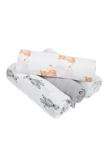 Муслиновые пеленки Aden by Aden&Anais, большие, набор 4, Safari Babes