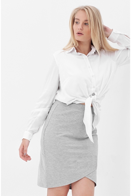 Юбка универсальная из футера светло-серый меланж для беременных