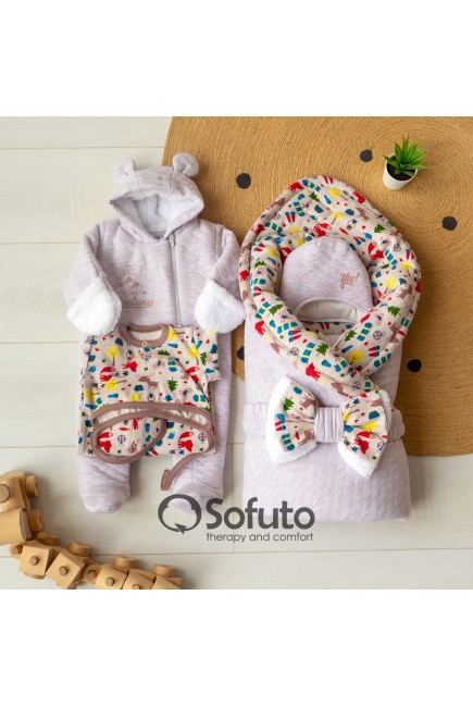 Комплект на выписку холодная зима, Animal Travel (6 предметов)