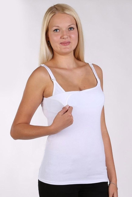 Майка для кормления и беременных на тонких бретелях, белая