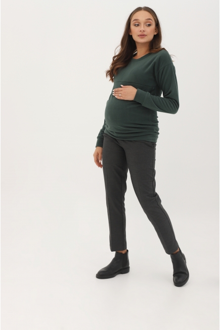 Джемпер для беременных и кормящих флисовый, изумрудный