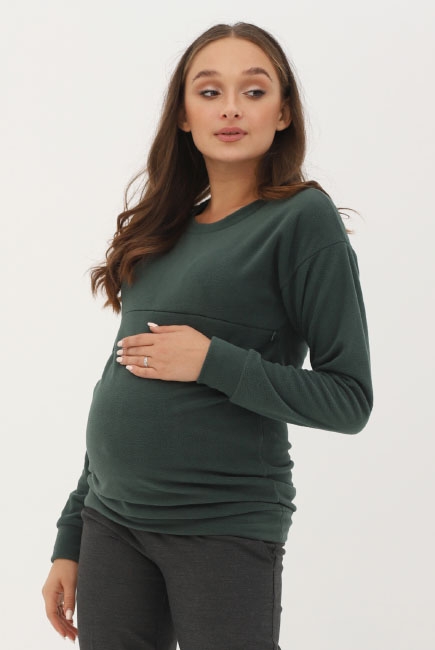 Джемпер для беременных и кормящих флисовый, изумрудный