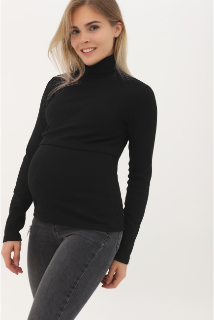 Водолазка для беременных и кормящих Гольф, черная