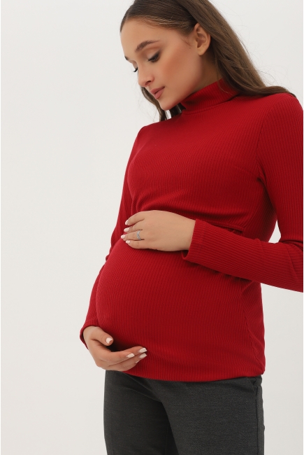 Водолазка для беременных и кормящих, вишневая