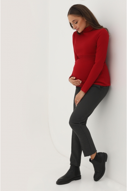 Водолазка для беременных и кормящих, вишневая
