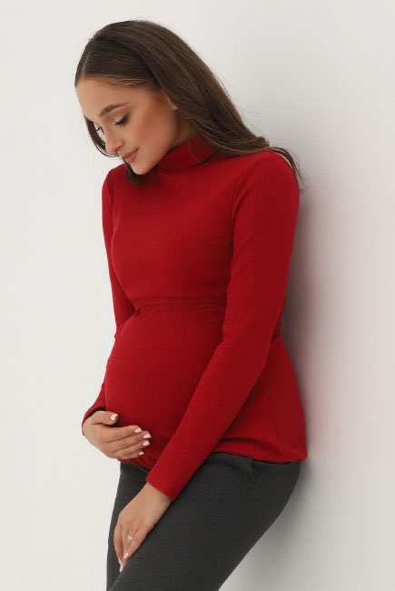 Водолазка для беременных и кормящих, вишневая