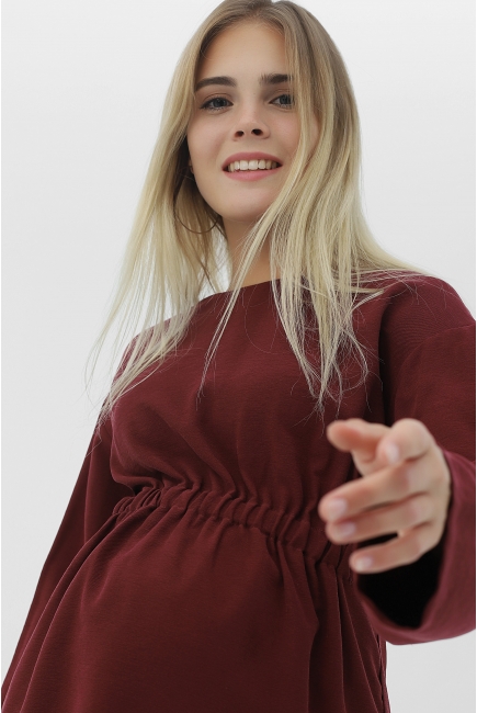 Туника для беременных со сборкой, бордовая