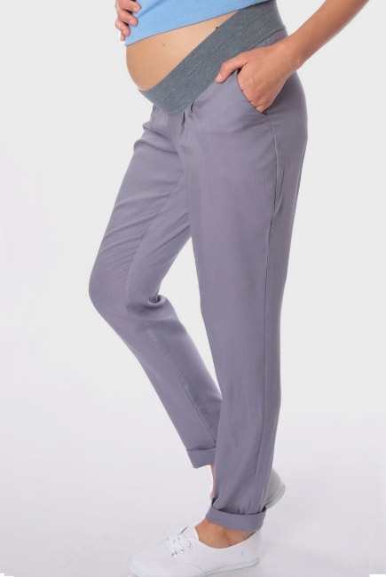 Брюки для беременных и родивших (штапель), серые