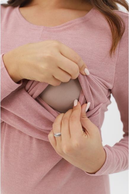 Платье для кормящих и беременных со складкой, пыльная роза