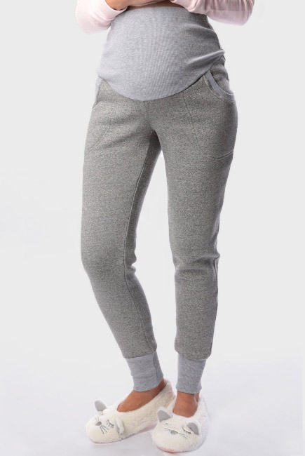 Брюки-джоггеры для беременных с начесом, антрацит