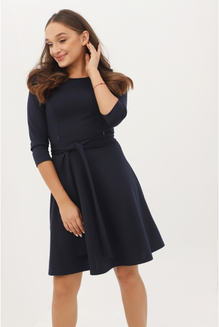 Платье для кормящих и беременных со складками, темно-синее