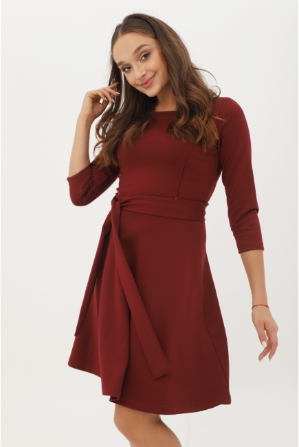 Платье для кормящих и беременных со складками, темно-бордовое