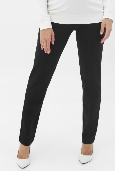 Брюки для беременных с вставкой на живот классические, черные