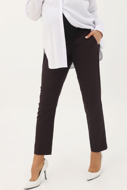 Брюки для беременных и родивших укороченные зауженные, темно-бордовые