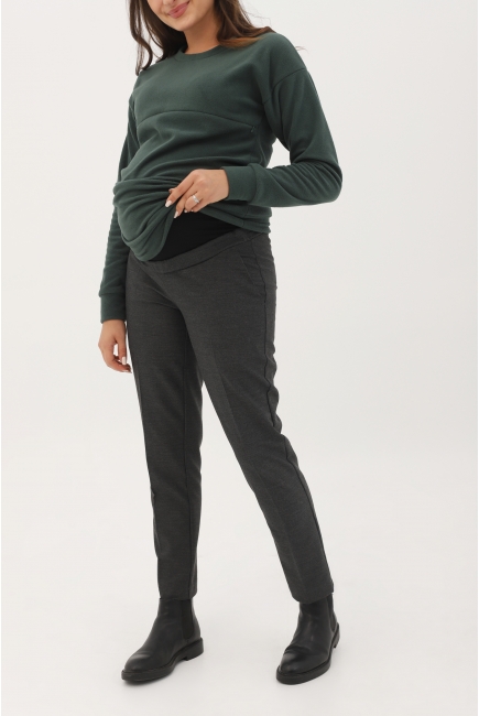 Брюки для беременных и родивших укороченные зауженные, темно-серые
