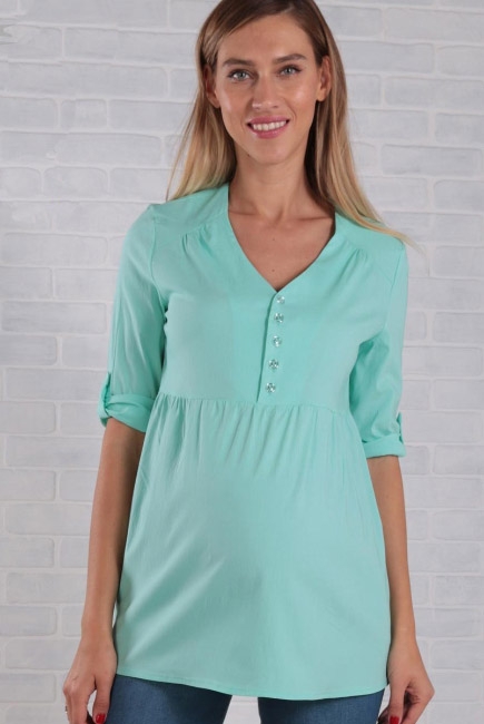 Блуза для беременных с коротким рукавом, цвет ментол