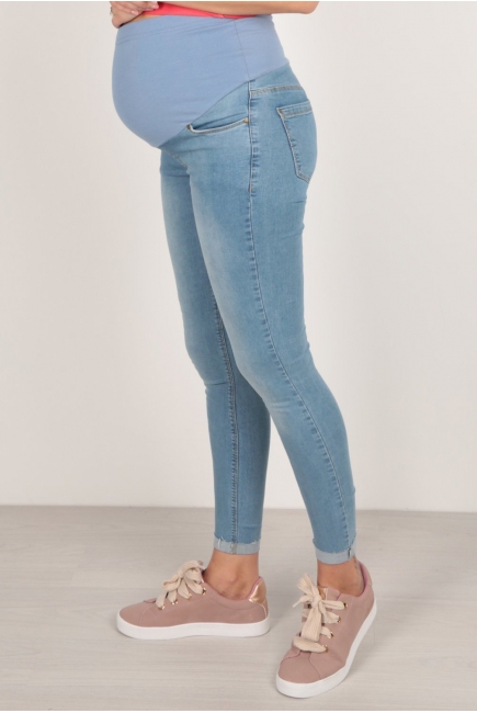 Джинсы для беременных зауженные, голубые