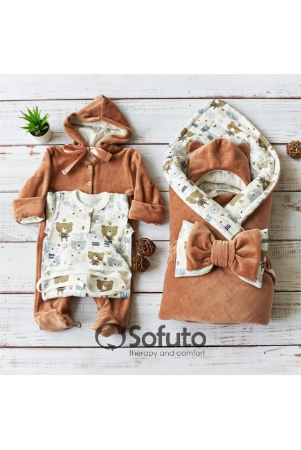 Комплект на выписку демисезонный швами наружу, Teddy (6 предметов)