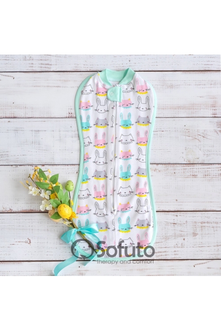 Комплект пеленок-коконов для новорожденных, Mint Bunny