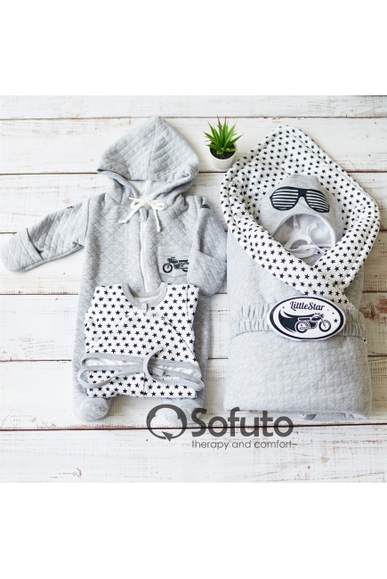 Комплект на выписку демисезонный, Black Stars(6 предметов)