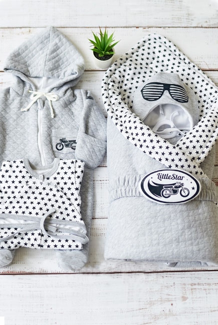 Комплект на выписку демисезонный, Black Stars(6 предметов)