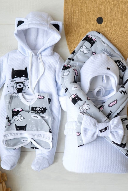 Комплект на выписку холодная зима, Supercat (6 предметов)