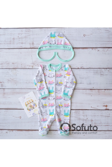 Комплект на выписку холодная зима, Bunny Mint (6 предметов)