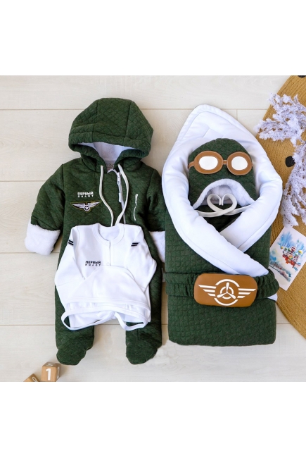 Комплект на выписку холодная зима Aviator (6 предметов)