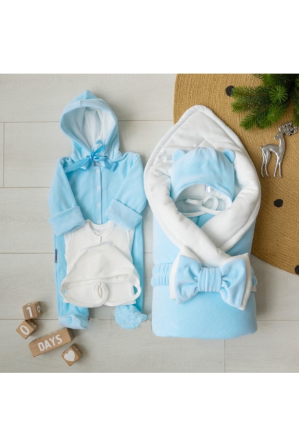 Комплект на выписку на зиму Blue simple (7 предметов)