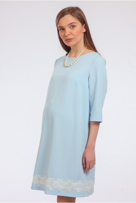 Платье для беременных с кружевом Хлоя, голубое