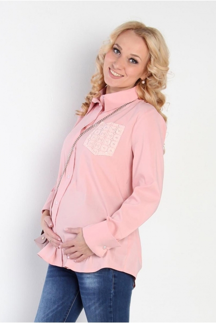 Блуза для беременных с планкой на пуговицах, пудра