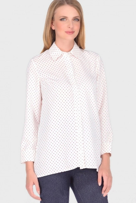 Блуза-рубашка для беременных в горох, цвет молочный