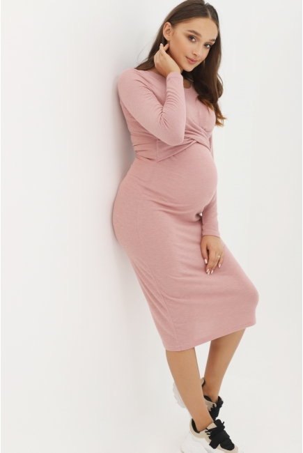 Платье для кормящих и беременных со складкой, пыльная роза