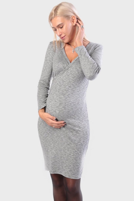 Платье для кормящих и беременных на запах, серое