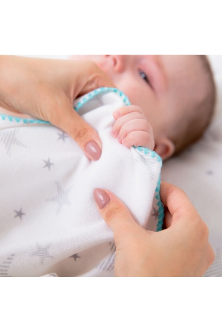 Фланелевая пеленка для новорожденных Adam Stork большая, принт Turquoise Stars